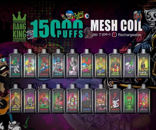 Bang King 15000 Puffs 0% 2% 3% 5% Nikotinová dobíjecí jednorázová vape velkoobchod – RiftVape – 1