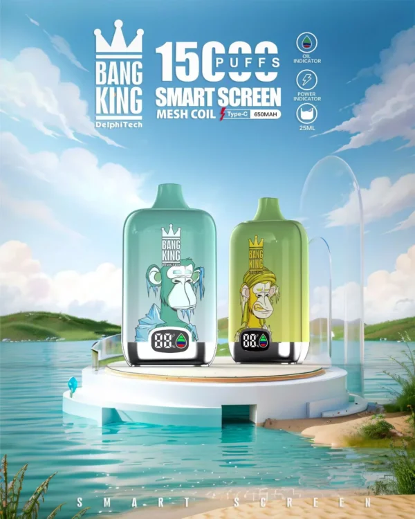 Bang King Smartscreen 15000 Puffs 0% 2% 3% 5% Nikotiini Ladattava Kertakäyttöinen Vape Tukkumyynti - RiftVape - 1