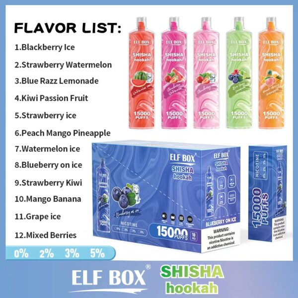 ELF BOX LS15000 Puff Shisha Hookah 0% 2% 5% Nikotin wiederaufladbar Einweg-Vape Großhandel – RiftVape – 2