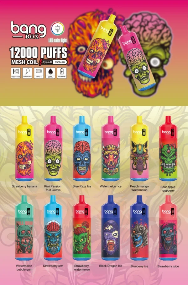 Bang Box 12000 Puffs 0% 2% 3% 5% Nikotino įkraunamas vienkartinis Vape Didmeninė prekyba – RiftVape – 2