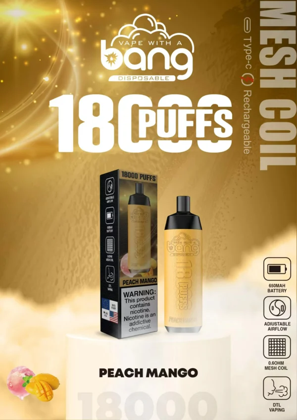 Bang Crown Bar 18000 Puffs 0% 2% 3% 5% Alacsony nikotin tartalmú, újratölthető, eldobható Vapes Pen Tömeges vásárlás Nagyker - RiftVape - 6