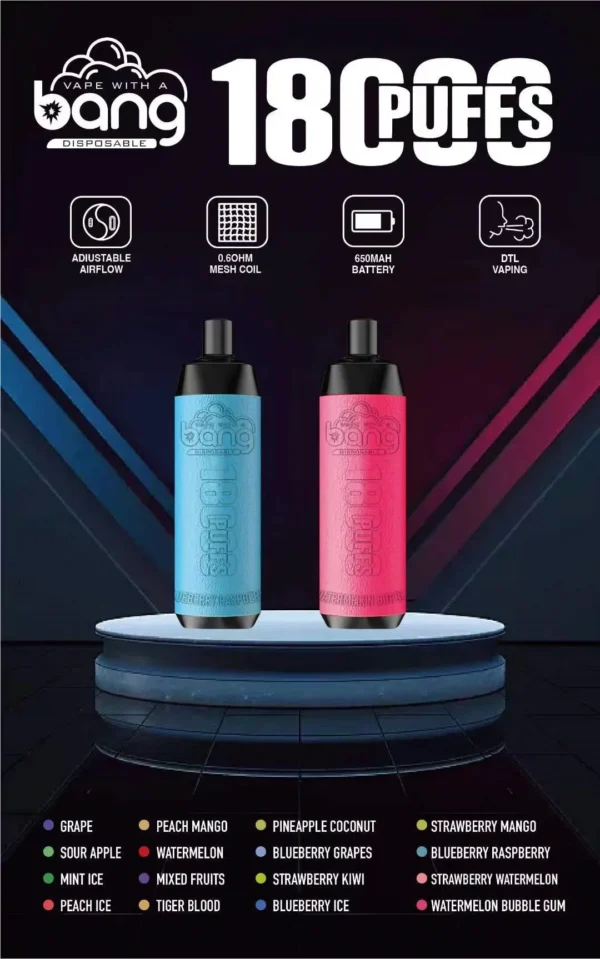 Bang Crown Bar 18000 Puffs 0% 2% 3% 5% Alacsony nikotin tartalmú újratölthető Vapes toll tömeges vásárlás Nagyker - RiftVape - 1