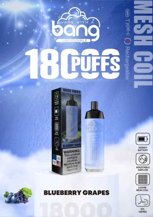 Bang Crown Bar 18000 Puffs 0% 2% 3% 5% Alacsony nikotin tartalmú, újratölthető, eldobható Vapes Pen Tömeges vásárlás Nagyker - RiftVape - 16