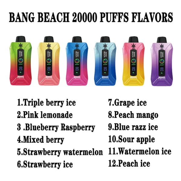 Bang Beach 20000 vdihov 0% 2% 3% 5% Nizkonikotinsko polnilno pero za enkratno uporabo Vape na debelo Nakup na debelo - RiftVape - 12