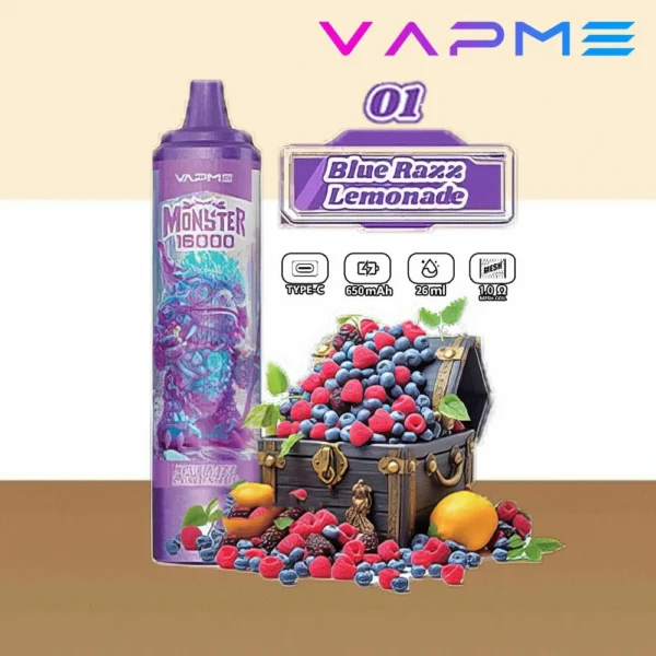 Vapme Monster 16000 Puffs 2% 5% Нікотинові акумуляторні одноразові вейпи оптом купити оптом - RiftVape - 9