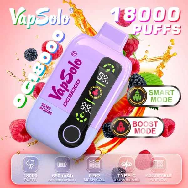 Vapsolo DG 18000 Rookwolken 2% 5% Oplaadbare wegwerpvapes-pen met laag nicotinegehalte Bulk kopen groothandel - RiftVape - 6