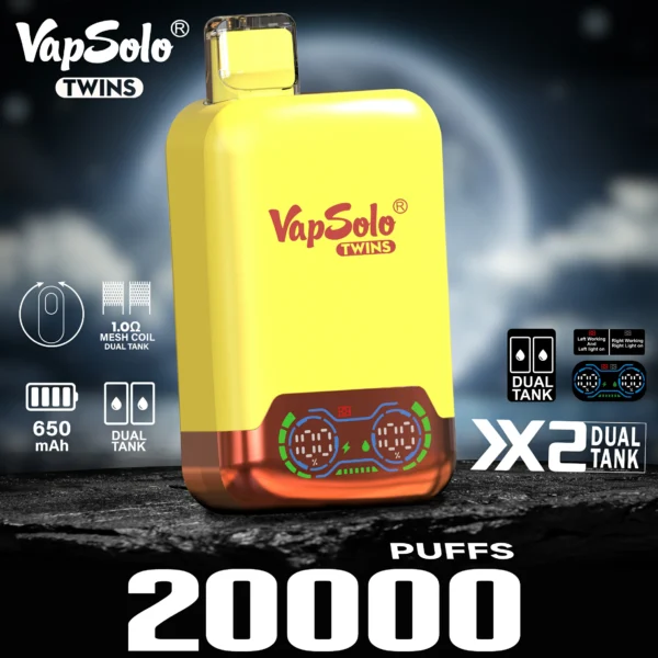 VapSolo Twins 20000 Puffs 2% 5% Madala nikotiinisisaldusega taaslaetav ühekordne Vapes Pen hulgimüük - RiftVape - 3