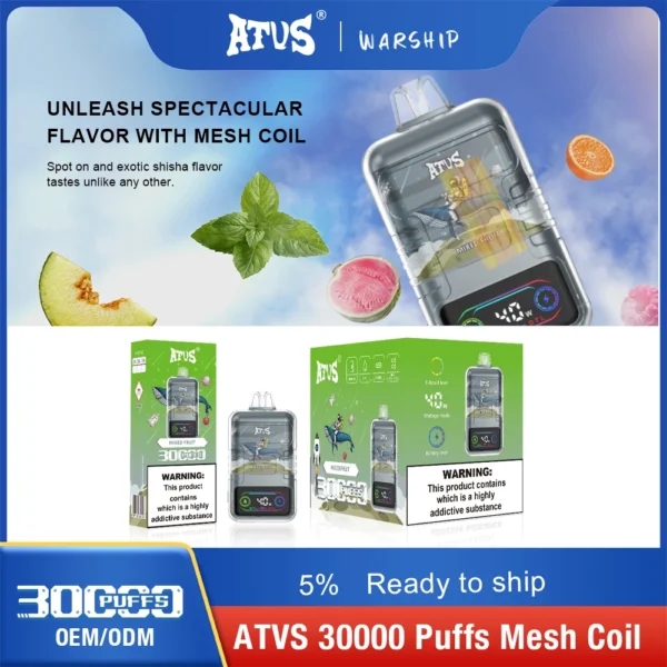 ATVS 30000 Puffs Dual Mesh 5% Vähä Nikotiini Ladattava Kertakäyttöinen Vapes Pen Bulk Tukkumyynti - RiftVape - 9