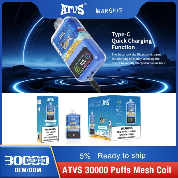 ATVS 30000 Puffs Dual Mesh 5% Low Nikotine Ladattava Kertakäyttöinen Vapes Pen Bulk Tukkumyynti - RiftVape - 6