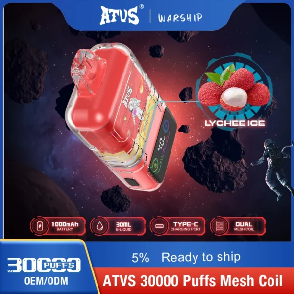 ATVS 30000 Puffs Dual Mesh 5% Low Nikotine Ladattava Kertakäyttöinen Vapes Pen Bulk Osta Tukkumyynti - RiftVape - 5