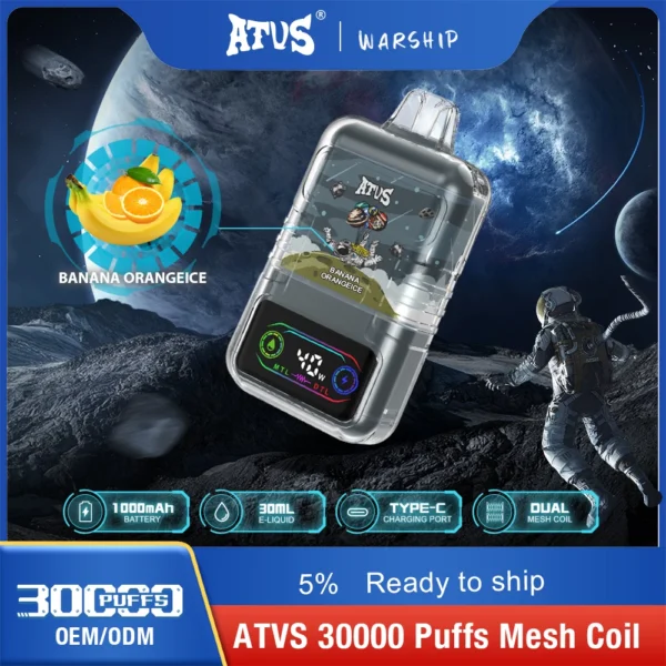 ATVS 30000 Puffs Dual Mesh 5% Low Nikotine Ladattava kertakäyttöinen Vapes Pen Bulk Tukkumyynti - RiftVape - 4