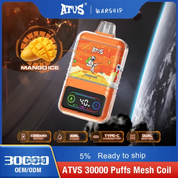 ATVS 30000 Puffs Dual Mesh 5% Low Nikotine Ladattava Kertakäyttöinen Vapes Pen Bulk Osta Tukkumyynti - RiftVape - 1