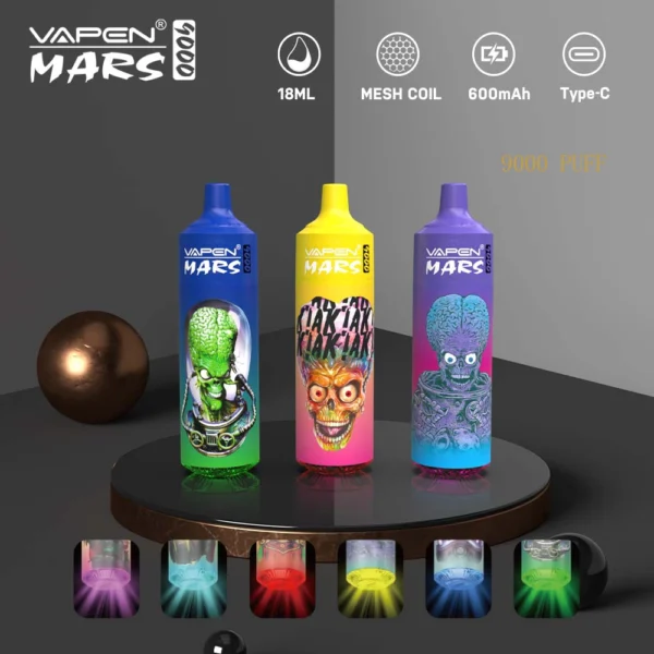 VAPEN Mars 9000 Puffs 0% 2% 5% Düşük Nikotinli Şarj Edilebilir Tek Kullanımlık Vapes Kalem Toplu Toptan Satın Al - RiftVape - 1
