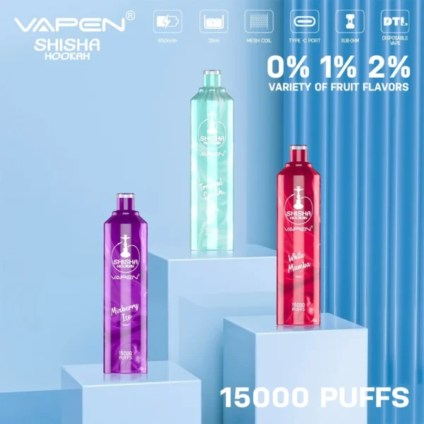 VAPEN Shisha Hookah 15000 Puffs 0% 2% Mažas nikotino kiekis įkraunamas vienkartinis Vapes Pen Tušinukas Didmeninė prekyba – RiftVape – 1