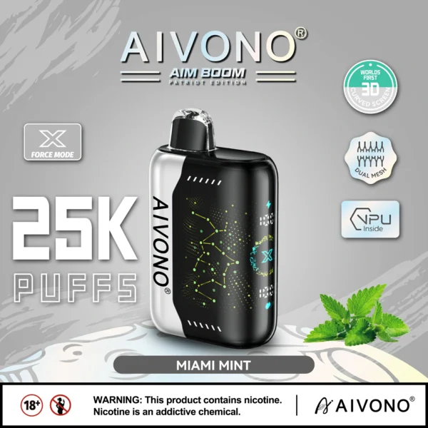 AIVONO AIM BOOM 25000 Puffs Dual Mesh Digital Ekrāns 0% 2% 3% 5% Zema nikotīna Uzlādējama Vienreizēja Vapes Pildspalva Lielapjoma Pirkt Vairumtirdzniecība - RiftVape - 10