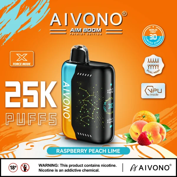 AIVONO AIM BOOM 25000 Puffs Dual Mesh Digital Ekrāns 0% 2% 3% 5% Zema nikotīna Uzlādējama Vienreizēja Vapes Pildspalva Lielapjoma Pirkt Vairumtirdzniecība - RiftVape - 3