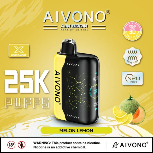 AIVONO AIM BOOM 25000 Puffs Dual Mesh Digital Ekrāns 0% 2% 3% 5% Zema nikotīna Uzlādējama Vienreizēja Vapes Pildspalva Lielapjoma Pirkt Vairumtirdzniecība - RiftVape - 5