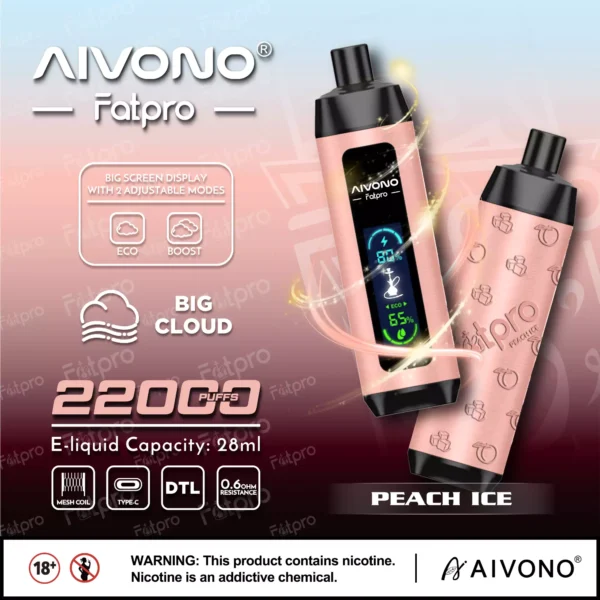 AIVONO Fatpro 22000 Puffs Hookah Digital Skärm 0% 2% 3% 5% Låg nikotinhalt Uppladdningsbara engångsvapes Penna Bulk Köp Partihandel - RiftVape - 3