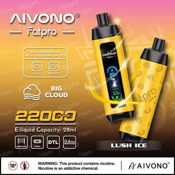 AIVONO Fatpro 22000 Puffs Hookah Digital Skärm 0% 2% 3% 5% Låg nikotinhalt Uppladdningsbara engångsvapes Penna Bulk Köp Partihandel - RiftVape - 9